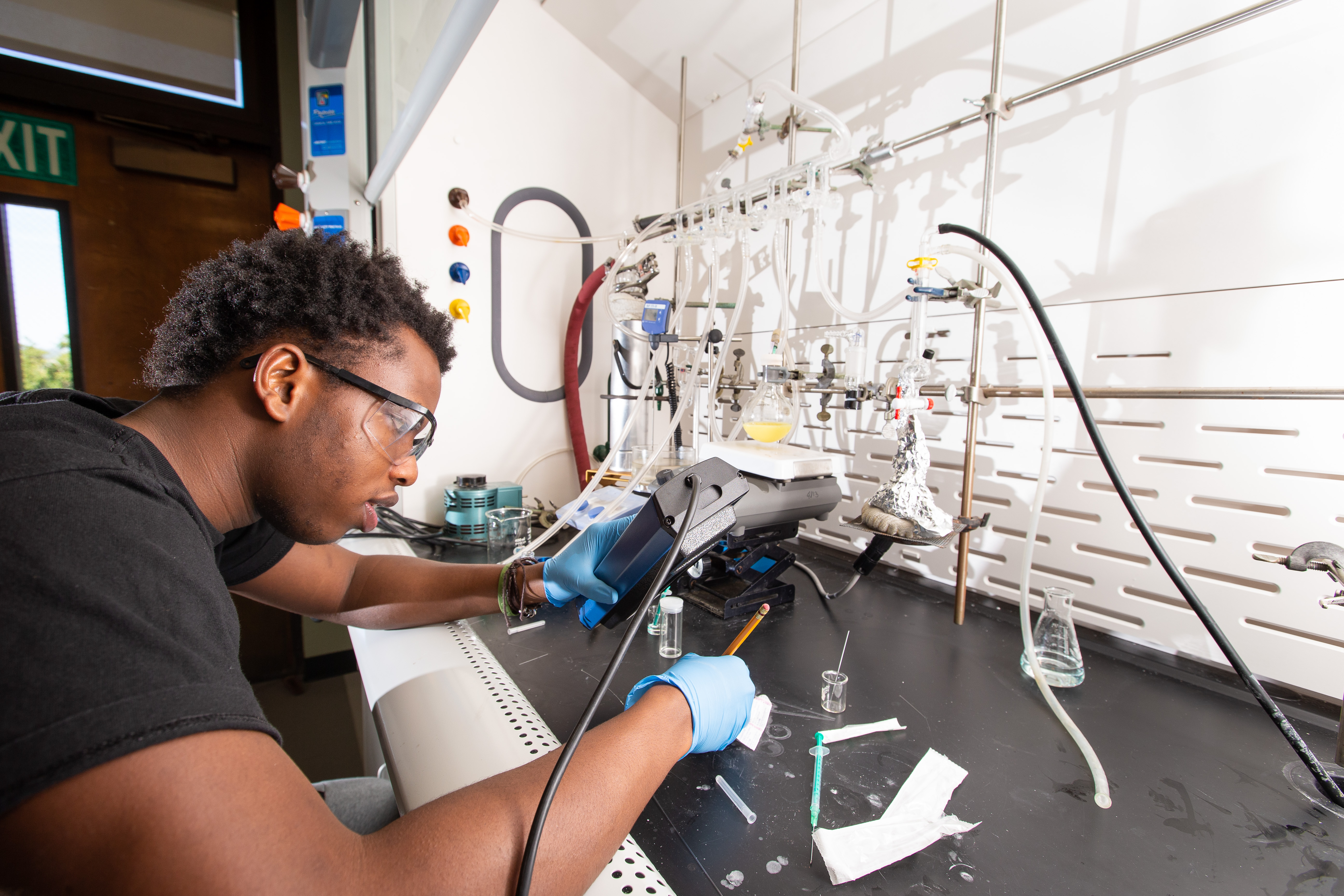 student in lab