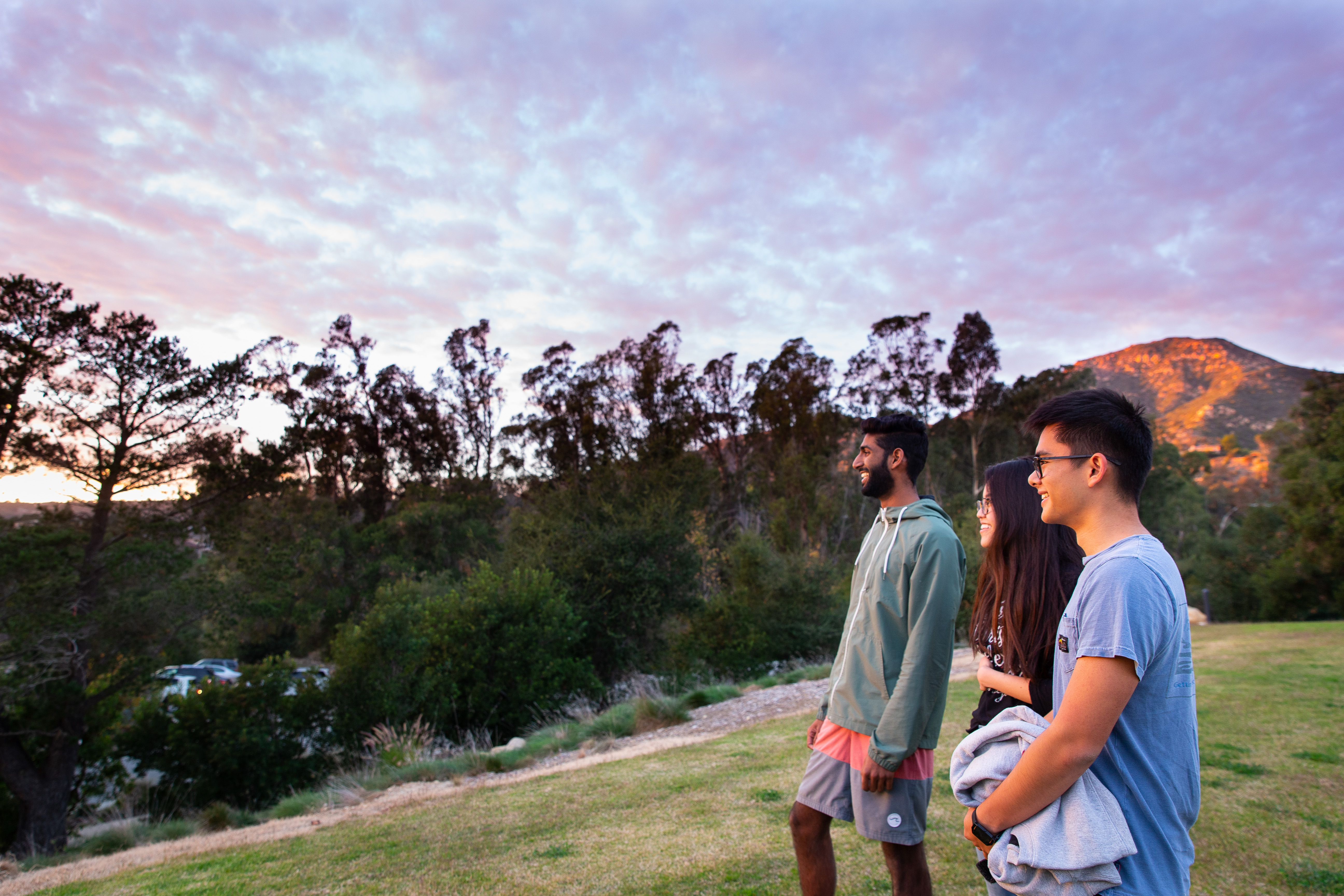 students looking off into the sunset