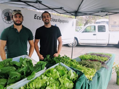 Clayton Garland (left) and Julian Cantando (right) own Eco-Conscious Aquaponics (Kathryn Barnes/KCRW) 