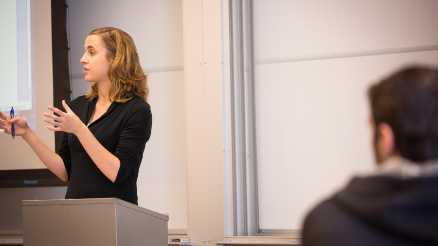 Professor teaching in classroom